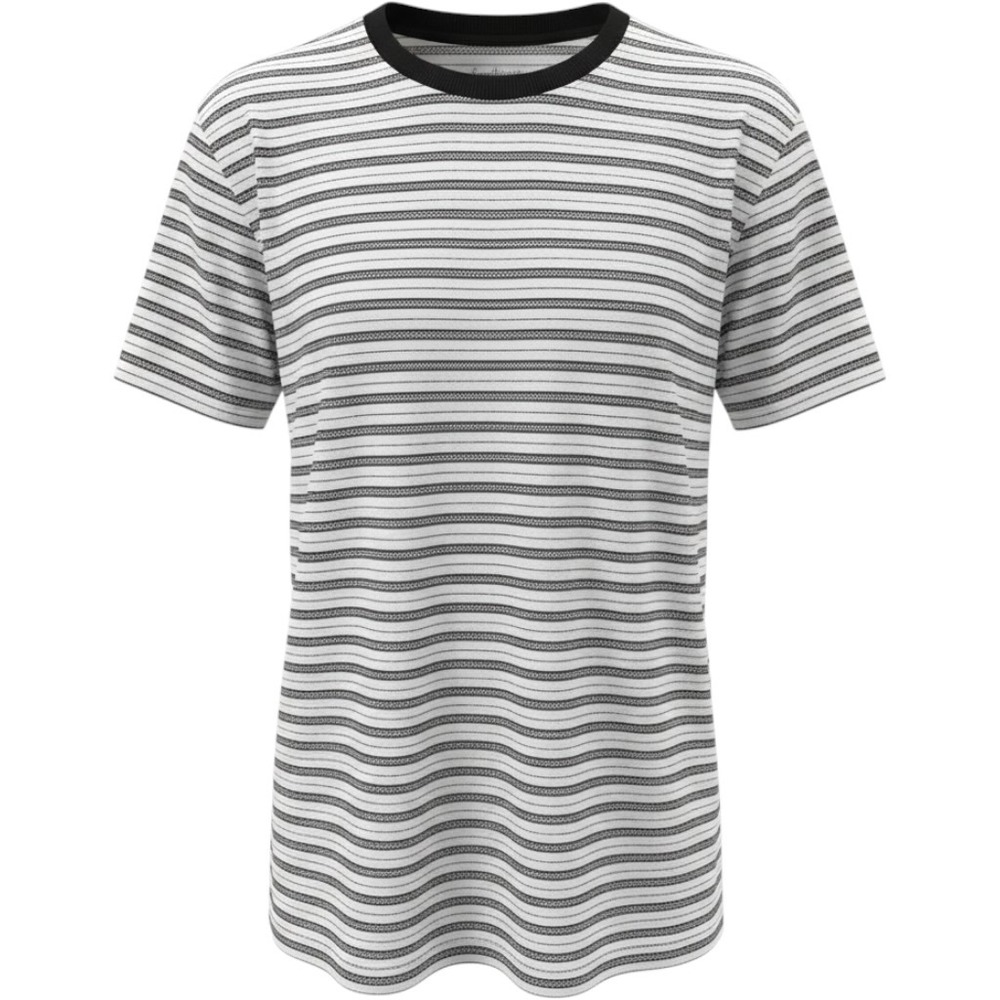 Goodfellow & Co T-Shirt Men Large White Navy Blue Striped Crew Neck Short Sleeve